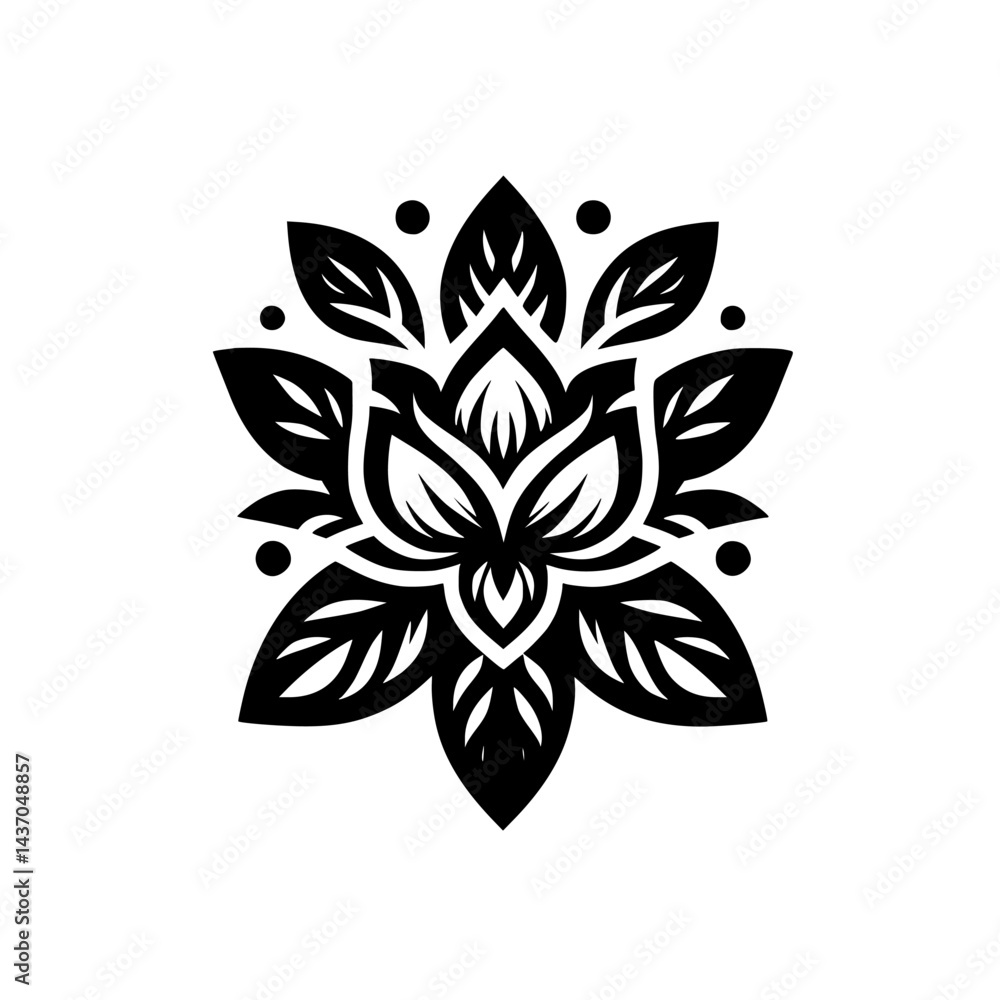 Fototapeta premium Elegant Black and White Lotus Flower Mandala Design