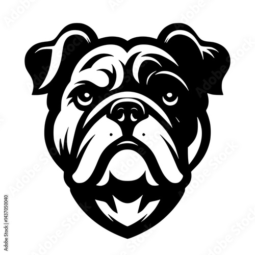 Bulldog Head Vector Logo Black and White