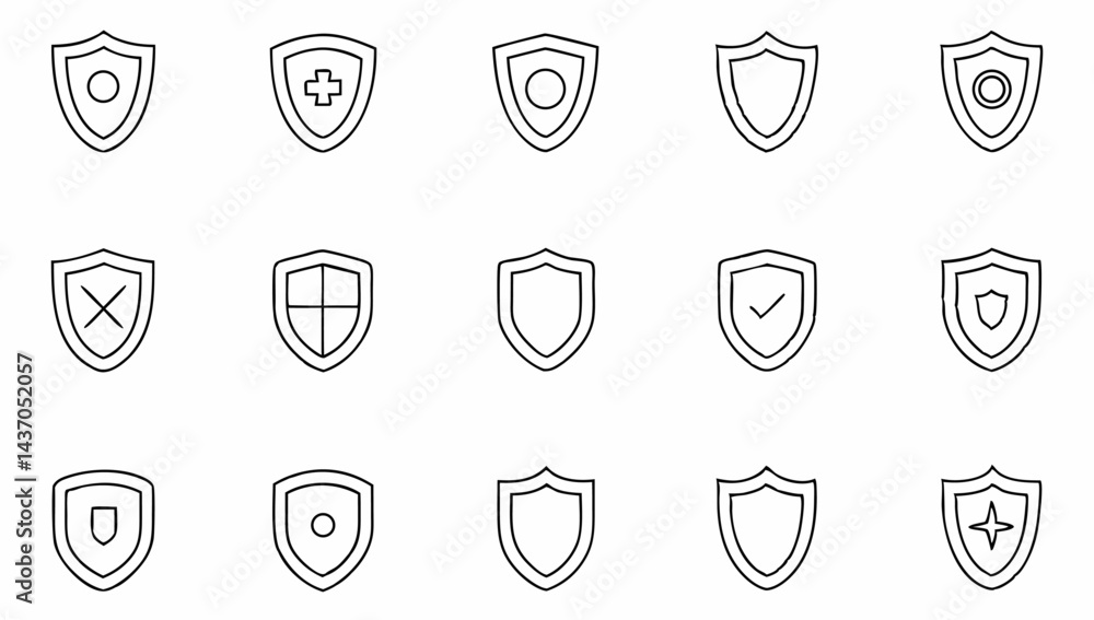 big set of shield line icons protection security.eps big set of shield line icons protection security.eps