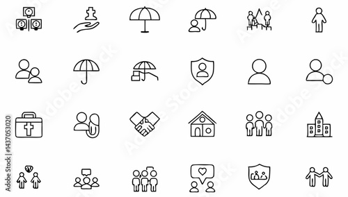 big set of social policy related line icons  servi.eps