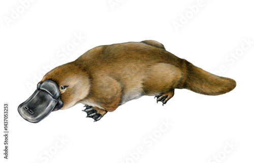 Картината върху платно Platypus Australia native animal watercolor illustration