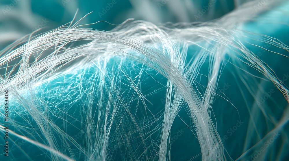 Asbestos Chrysotile Fibers Under Microscope with Blue Background Asbestos Chrysotile Fibers Under Microscope with Blue Background