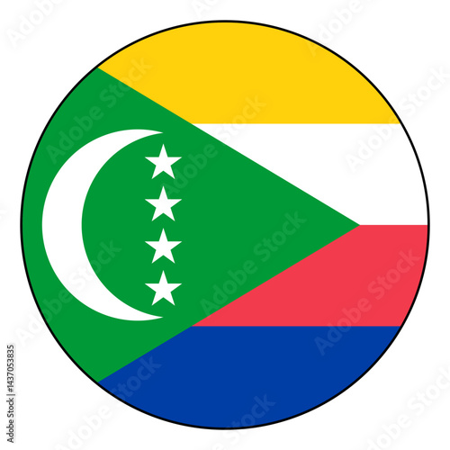 Free Download Flag of Comoros. Black edge. Comoros circle flag logo icon computer vector illustration design. - GFXLoad