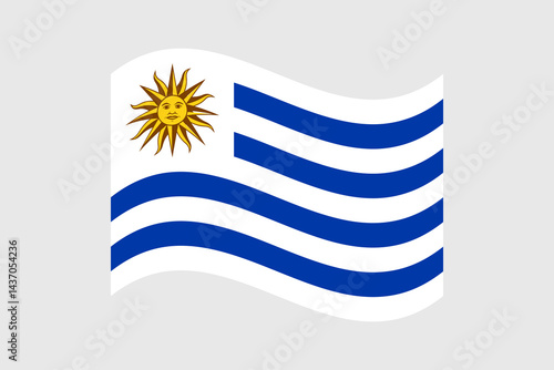 Flag of Uruguay. Uruguay wavy flag digital vector illustration. Fluttering flag.