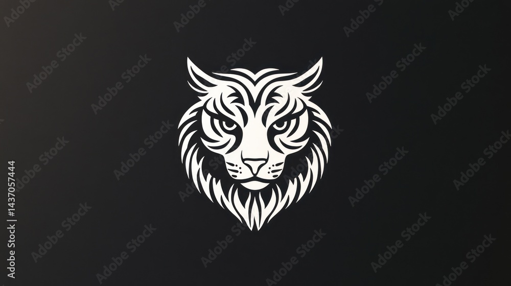 Fototapeta premium Majestic lynx head, dark background, wildlife art, logo design