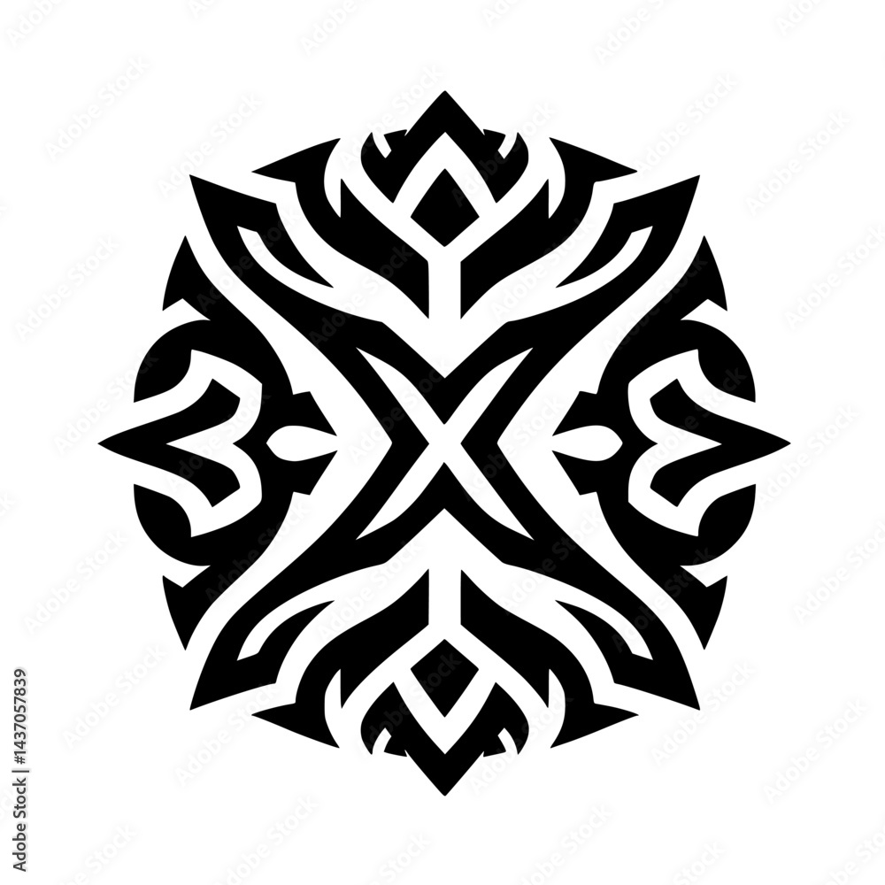 Fototapeta premium Tribal Ornament Vector, Black and White, Geometric Design, Isolated