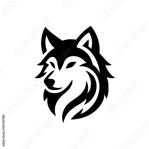Wallpaper Mural Stylish Black & White Wolf Head Logo - Modern Design Torontodigital.ca