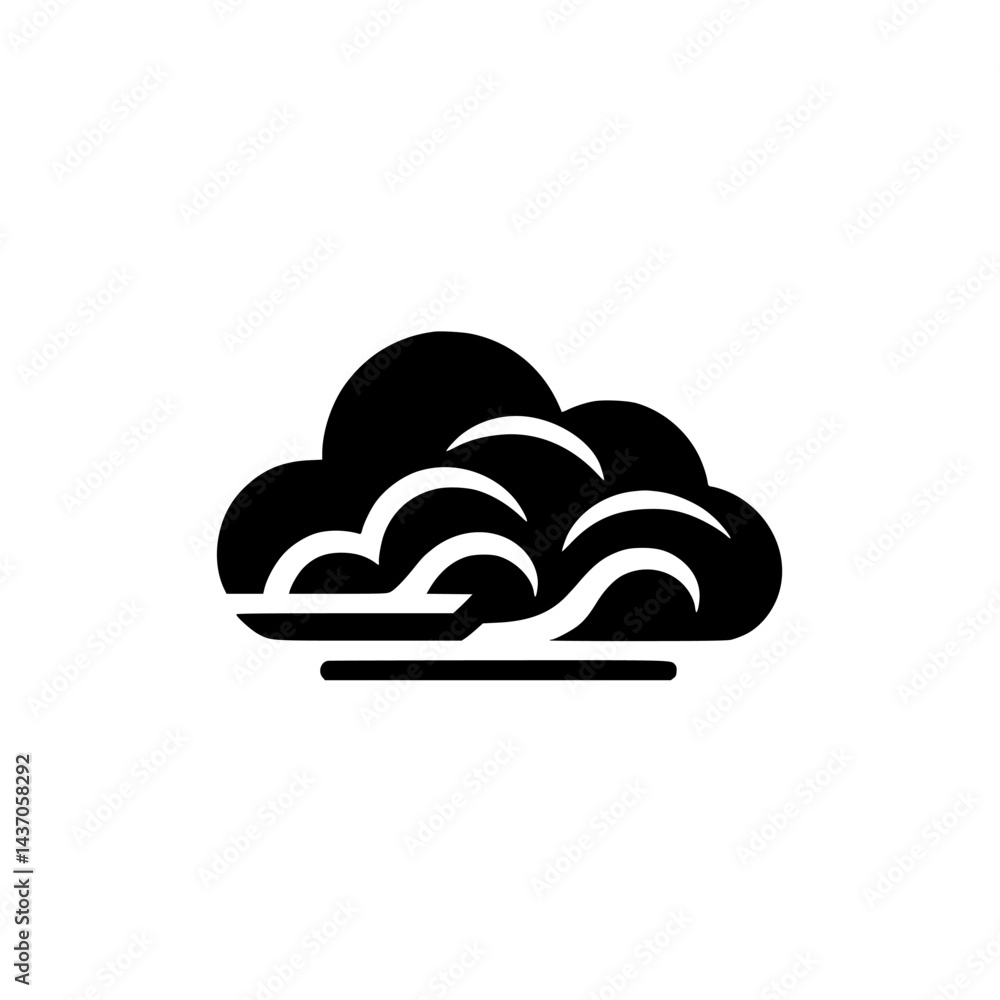 Minimalist Cloud Logo: Black Silhouette on White Background Minimalist Cloud Logo: Black Silhouette on White Background