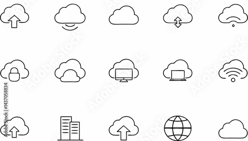 cloud computing line icons big set  cloud  compute.eps