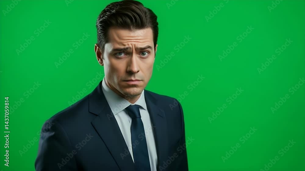 Serious Businessman Portrait Against Green Screen Serious Businessman Portrait Against Green Screen