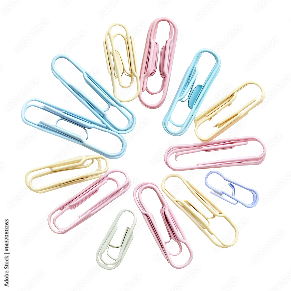Colorful paperclips arranged in a circle Colorful paperclips arranged in a circle