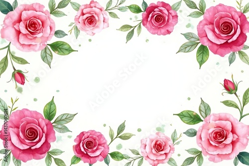 Delicate watercolor roses & leaves, repeating seamlessly , design, pink, botanical