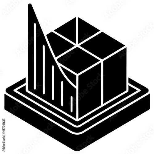 D Bar Graph and Upward Trend Icon - Business Growth, Data Visualization, and Financial Performance