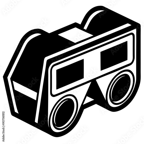 Vintage Stereoscope Viewer Vector Illustration - Retro 3D Viewer Line Art