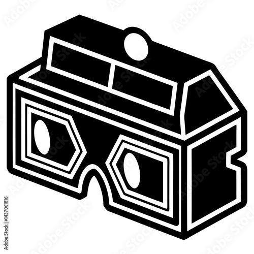 Vintage Stereoscope Viewer Vector Illustration - Retro 3D Viewer Line Art