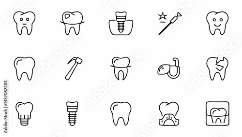 dental icons set 2  tooth  dentist  implant etc  e.eps