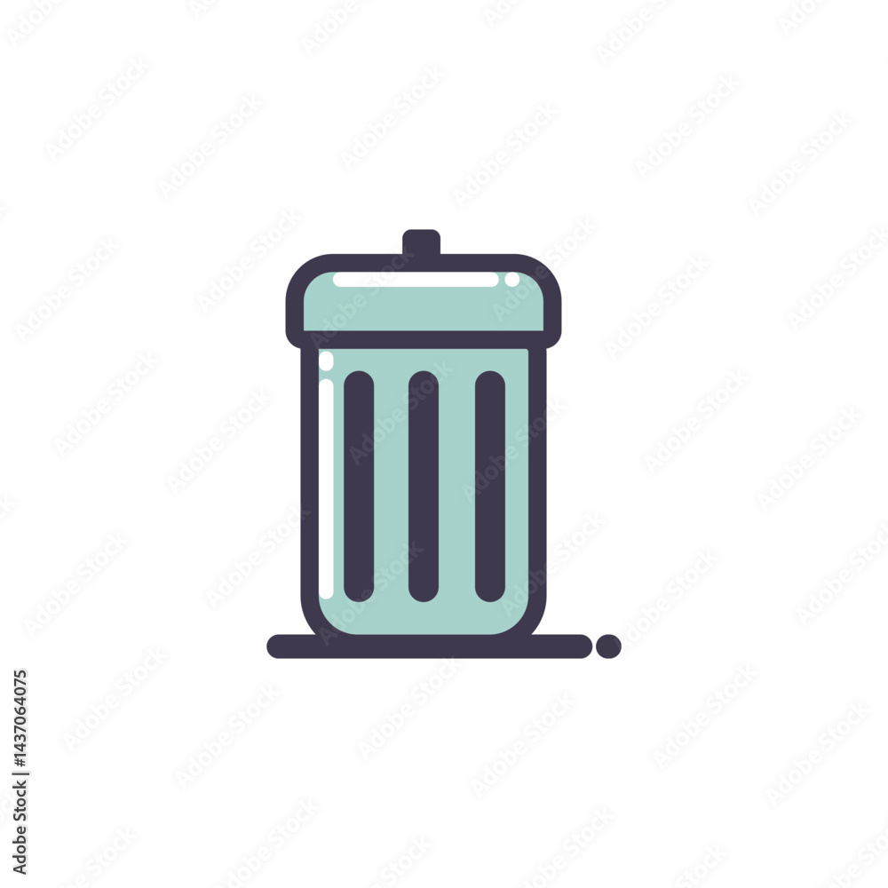 Simple Flat Design Garbage Bin Icon. A cute and simple cartoon illustration of a trash can with a lid. Simple Flat Design Garbage Bin Icon. A cute and simple cartoon illustration of a trash can with a lid.