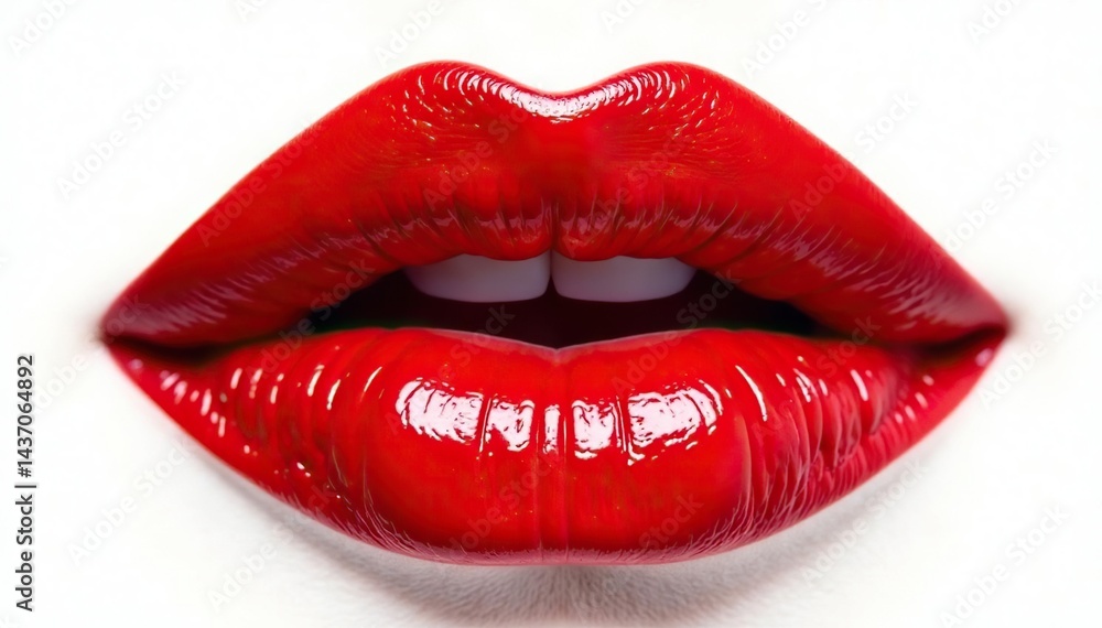 Bold red lips isolated on stark white backdrop , simple, vibrant Bold red lips isolated on stark white backdrop , simple, vibrant