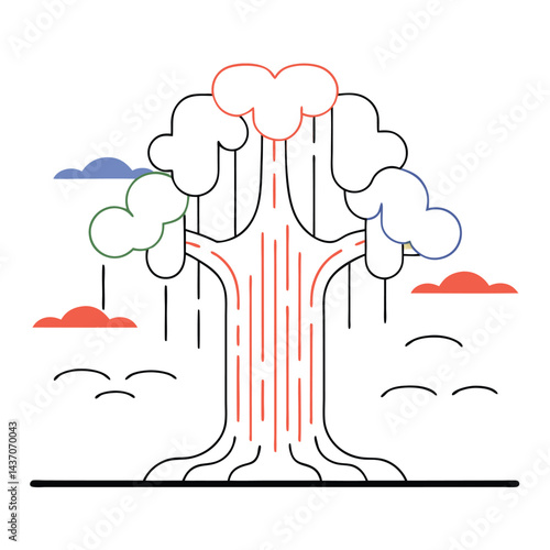 Ancient Sacred Trees and Famous Trees Icons for Stock Photos