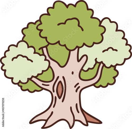 Ancient Sacred Trees and Famous Trees Icons for Stock Photos