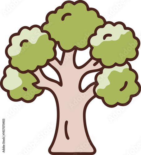 Ancient Sacred Trees and Famous Trees Icons for Stock Photos