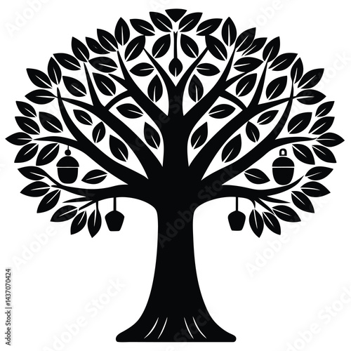 Ancient Sacred Trees and Famous Trees Icons for Stock Photos