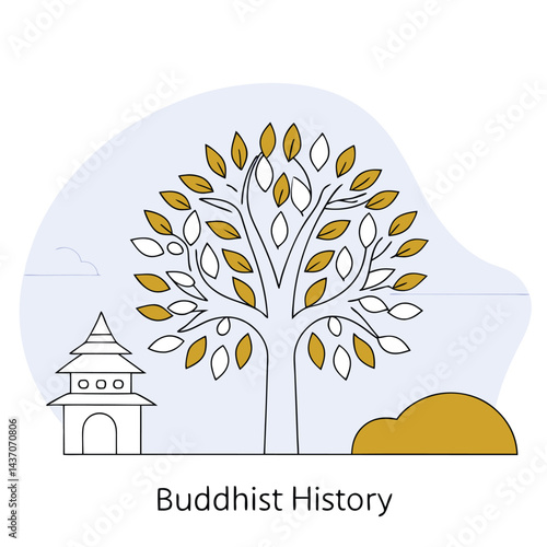 Ancient Sacred Trees and Famous Trees Icons for Stock Photos
