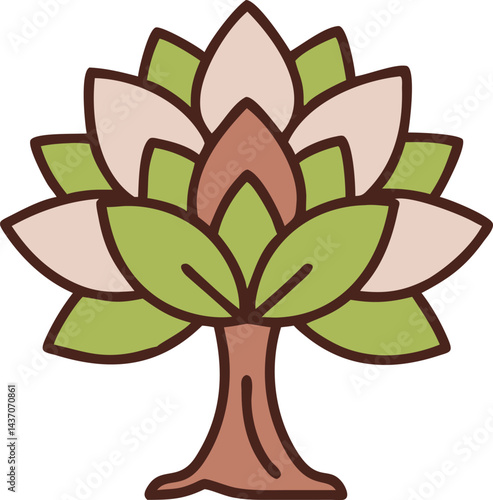 Ancient Sacred Trees and Famous Trees Icons for Stock Photos