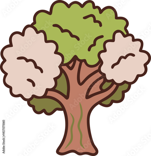 Ancient Sacred Trees and Famous Trees Icons for Stock Photos