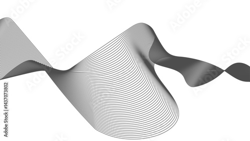 Thin wavy line abstract background. Curve wave seamless pattern. Line art striped graphic template. 