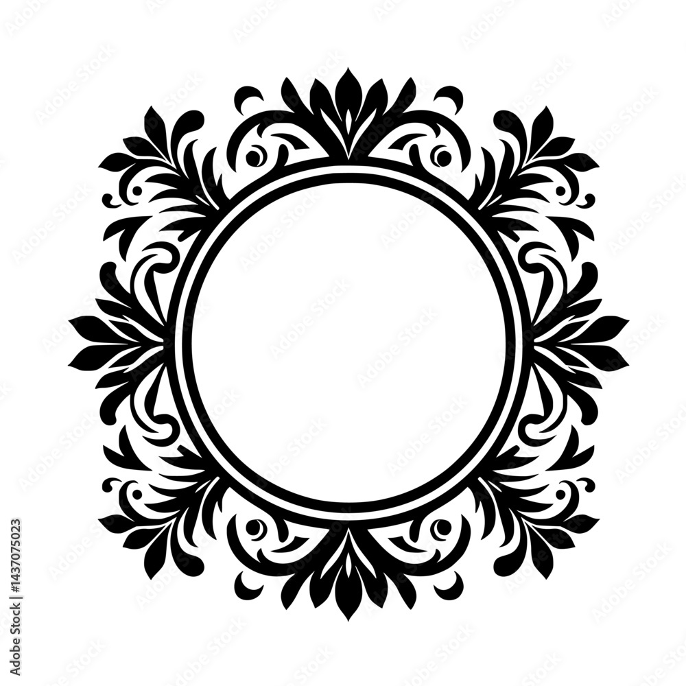 Elegant Floral Frame Design in Black and White Elegant Floral Frame Design in Black and White