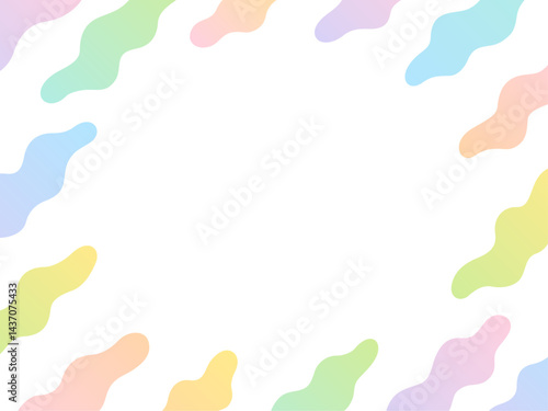 カラフルなグラデーションの右上がりの雲型の不定形のフレーム