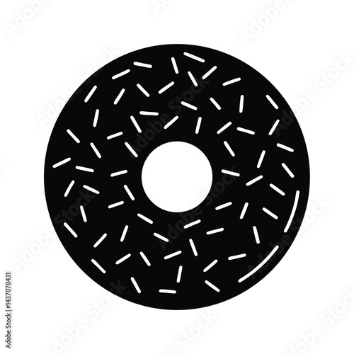 Donut With Sprinkles Stencil Icon Vector Illustration