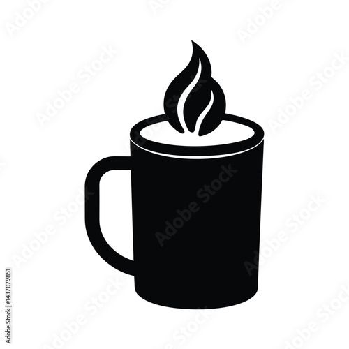 Hot Chocolate Mug Stencil Icon Vector Illustration