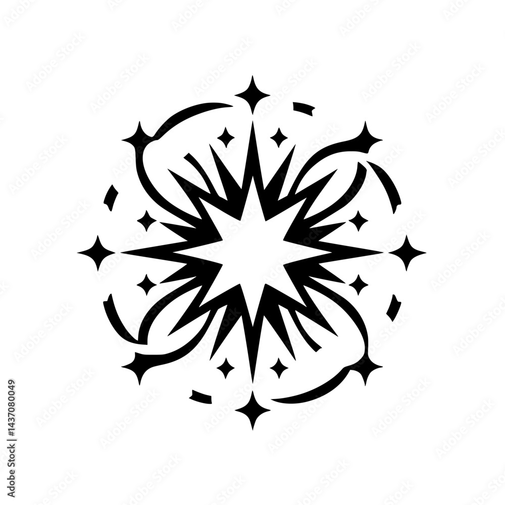 Fototapeta premium Black and White Starburst Abstract Graphic, Minimalist Design
