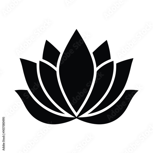 Lotus Flower Stencil Icon Vector Illustration