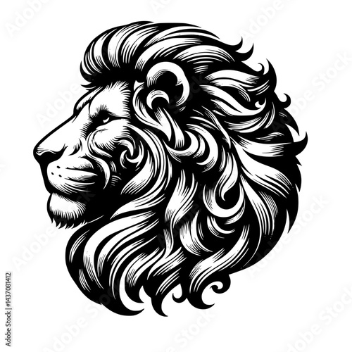 LIon head vector logo black and white