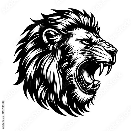 Wallpaper Mural LIon head vector logo black and white Torontodigital.ca