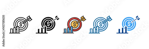 Sales Targets Icon Set Multiple Style Collection