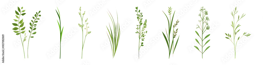 Obraz premium PNG Herbs arranged on transparent background, element set on transparent background