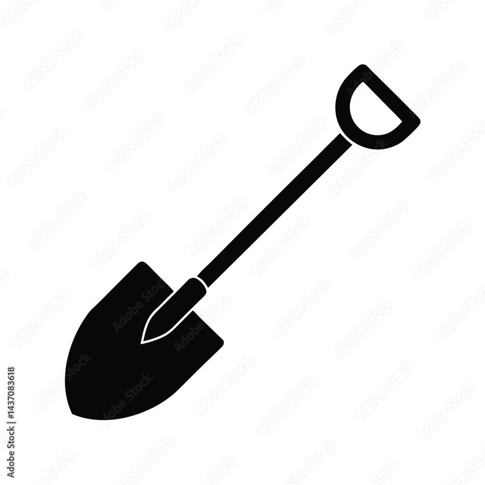 Shovel Stencil Icon Vector Illustration Shovel Stencil Icon Vector Illustration