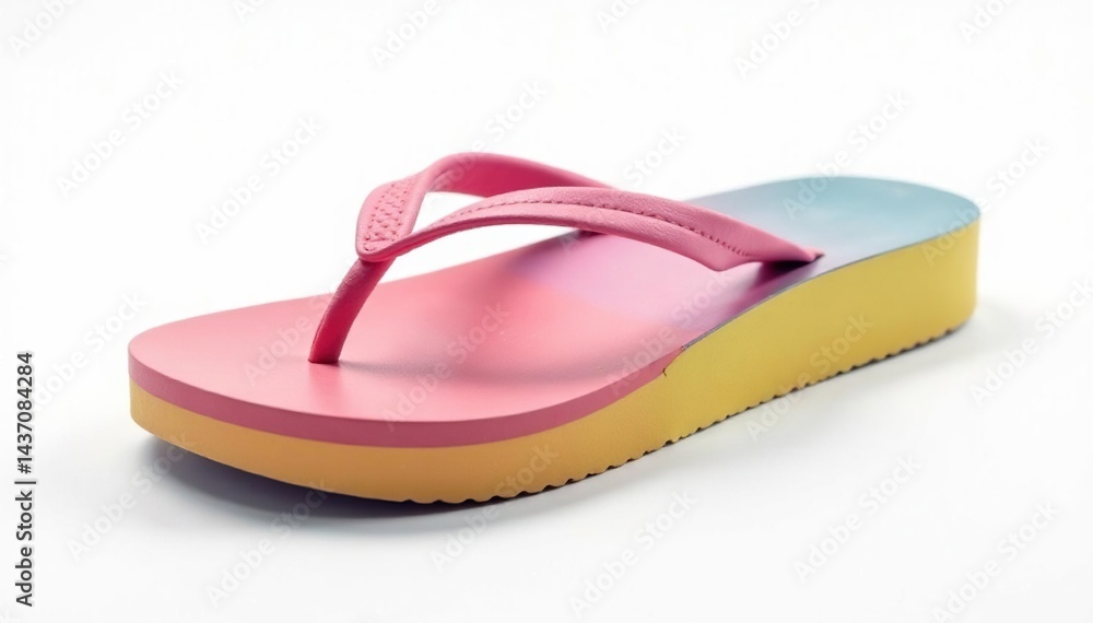 A single flip-flop isolated on white background , summer footwear, flip flop, summer A single flip-flop isolated on white background , summer footwear, flip flop, summer