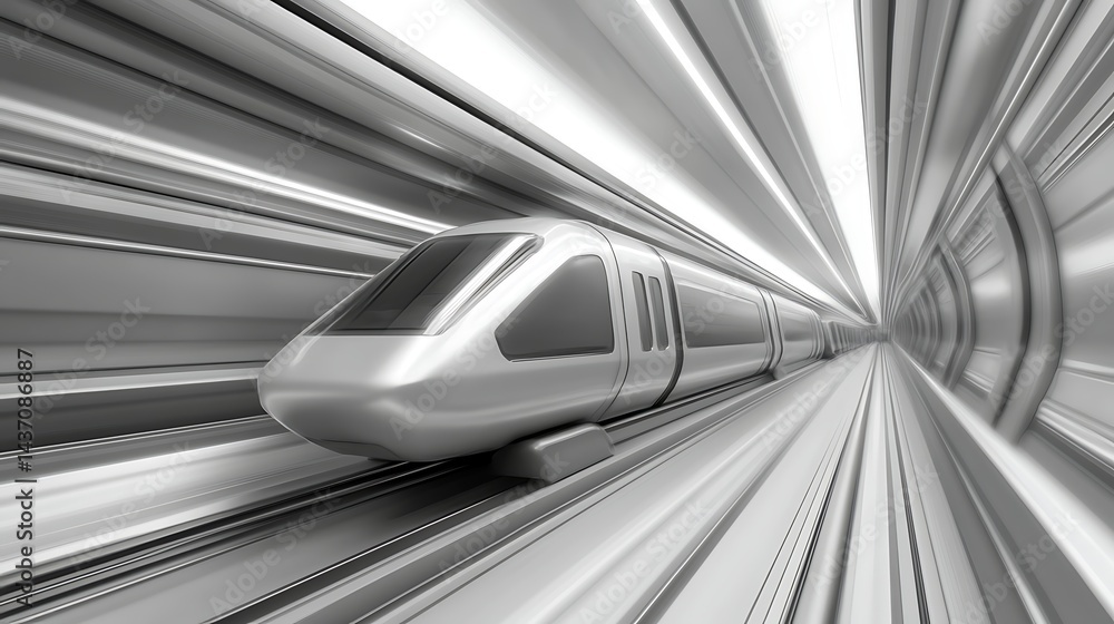 High speed train modern tunnel futuristic transportation High speed train modern tunnel futuristic transportation