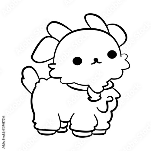 cute black and white animal coloring book vector logo