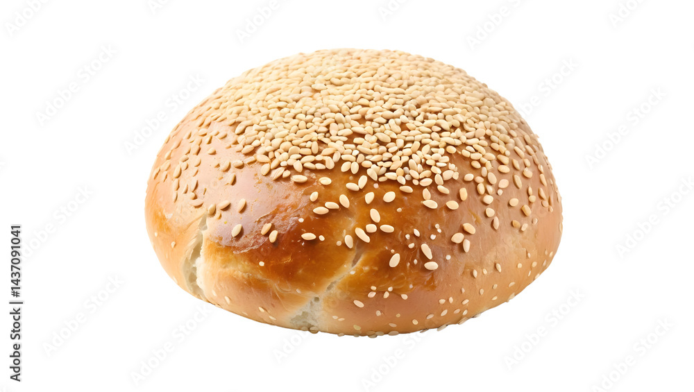 Freshly Baked Sesame Seed Bun with Golden Brown Crust Freshly Baked Sesame Seed Bun with Golden Brown Crust