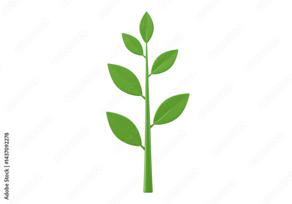 緑の茎と葉を持つシンプルな植物のイラスト 透明な背景に分離された垂直方向のベクターデザイン 緑の茎と葉を持つシンプルな植物のイラスト 透明な背景に分離された垂直方向のベクターデザイン