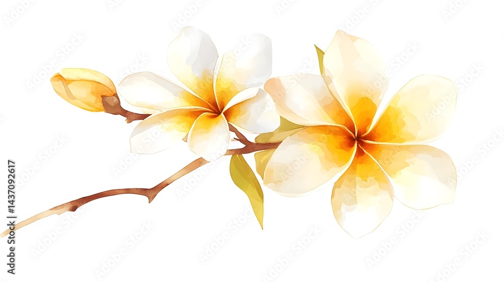Fototapeta premium Stunning Watercolor Illustration of Yellow and White Flowers