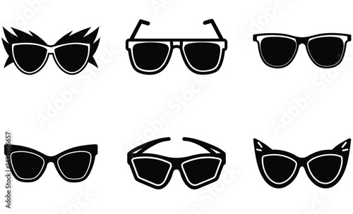 Fashion Style Sunglass Vector Silhouette Collection: Trendy Eyewear Icons