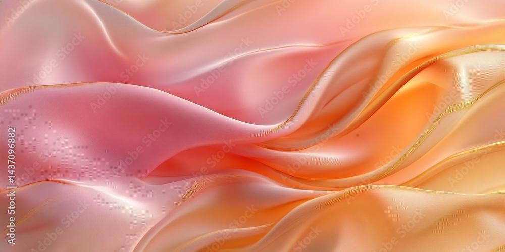 Fototapeta premium Ethereal silk drapery Peach gold shimmer