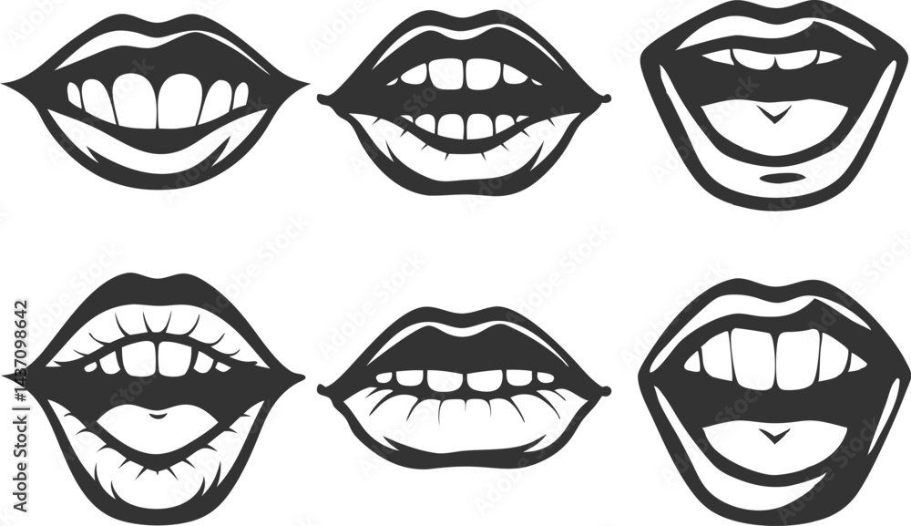 Hand Drawn Lips Set Hand Drawn Lips Set